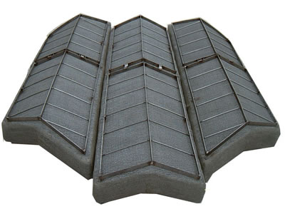 A wave mist eliminator with 3 sections and grids.